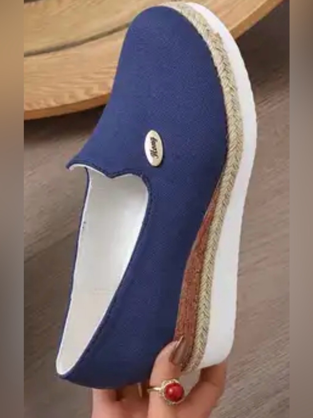 Women’s Navy Slip-On Platform Espadrille